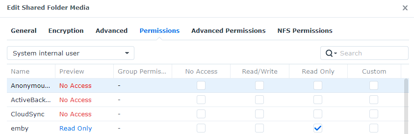 emby permission modifications.