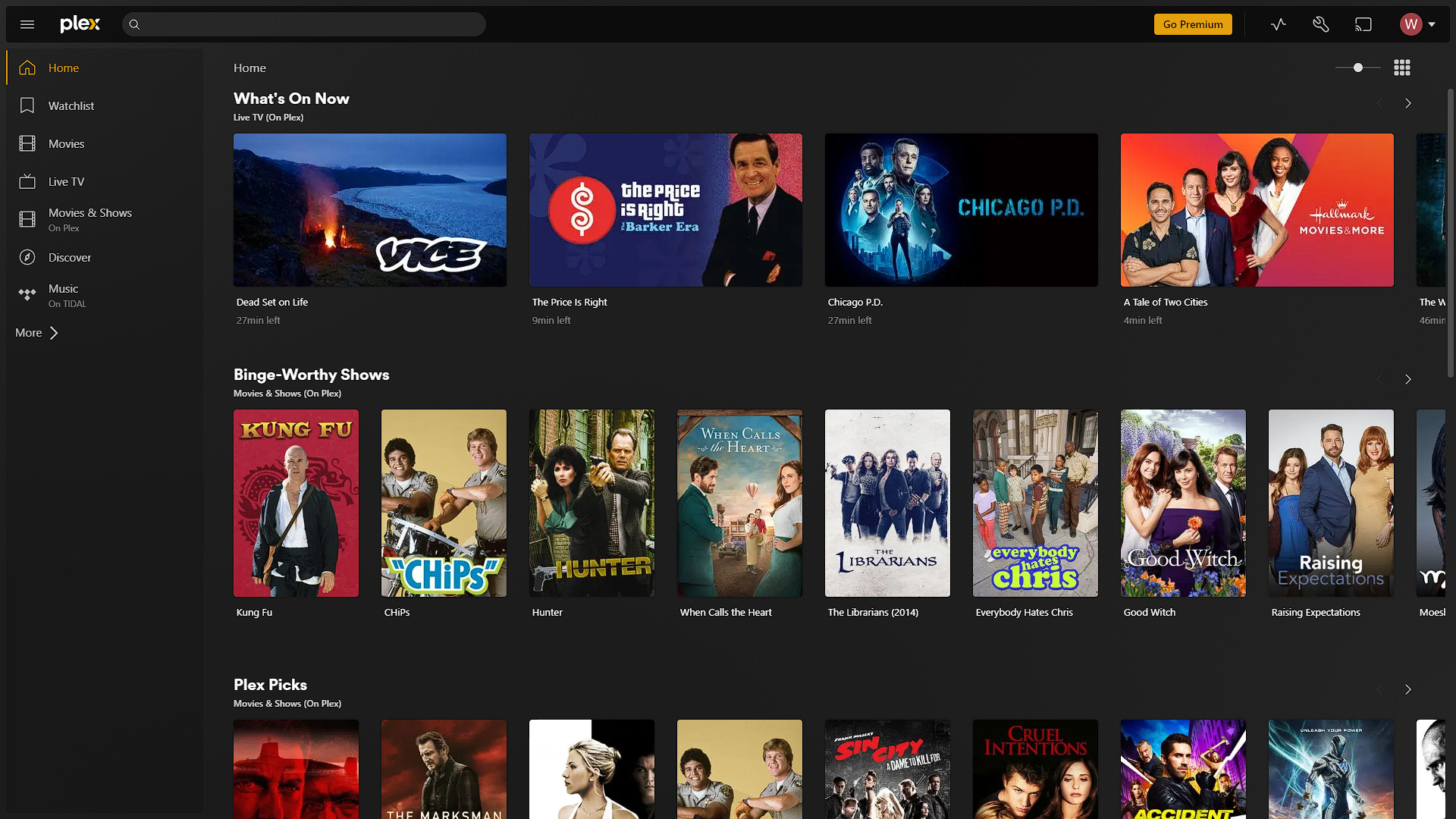 plex dashboard.