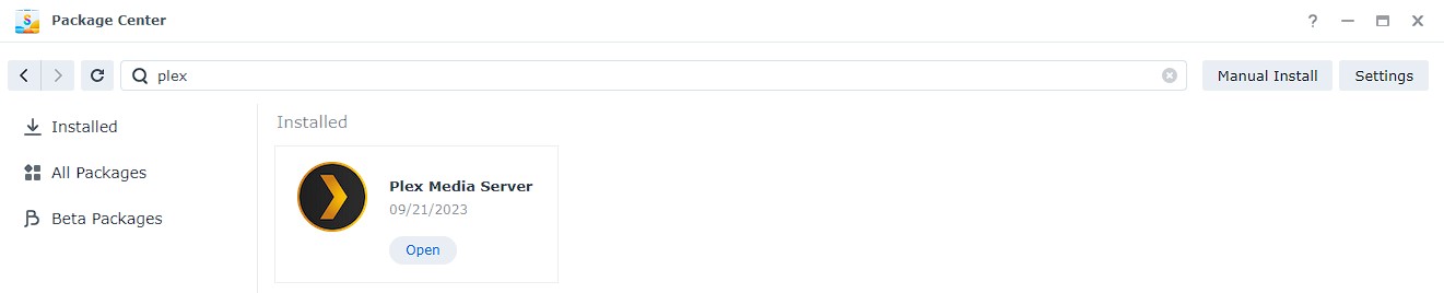 plex in synology package center.
