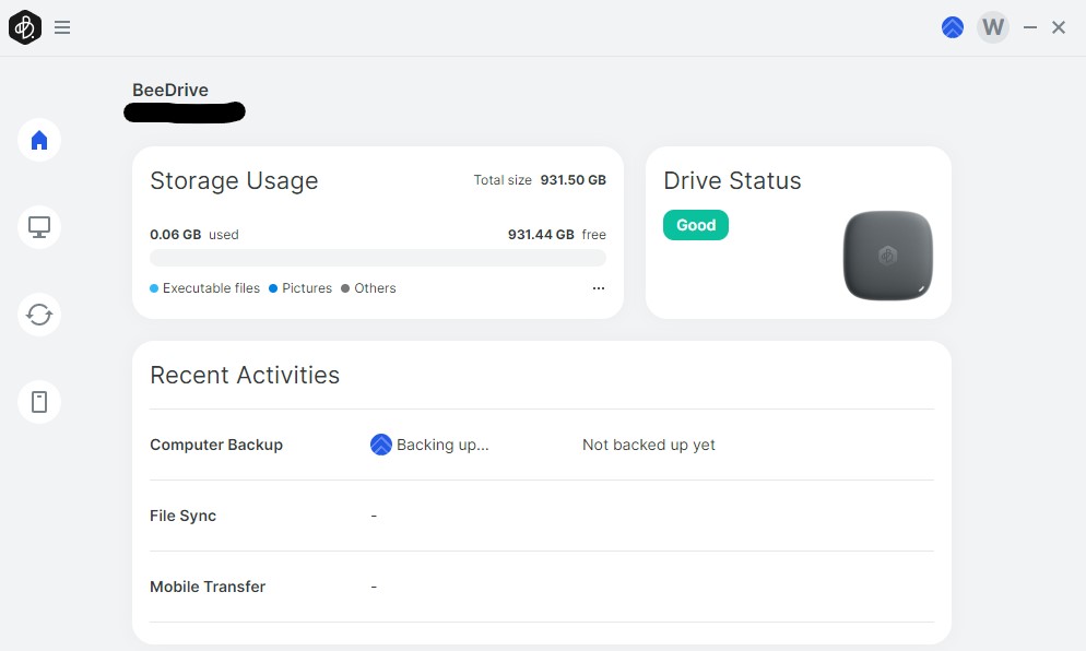 synology beedrive application screen.