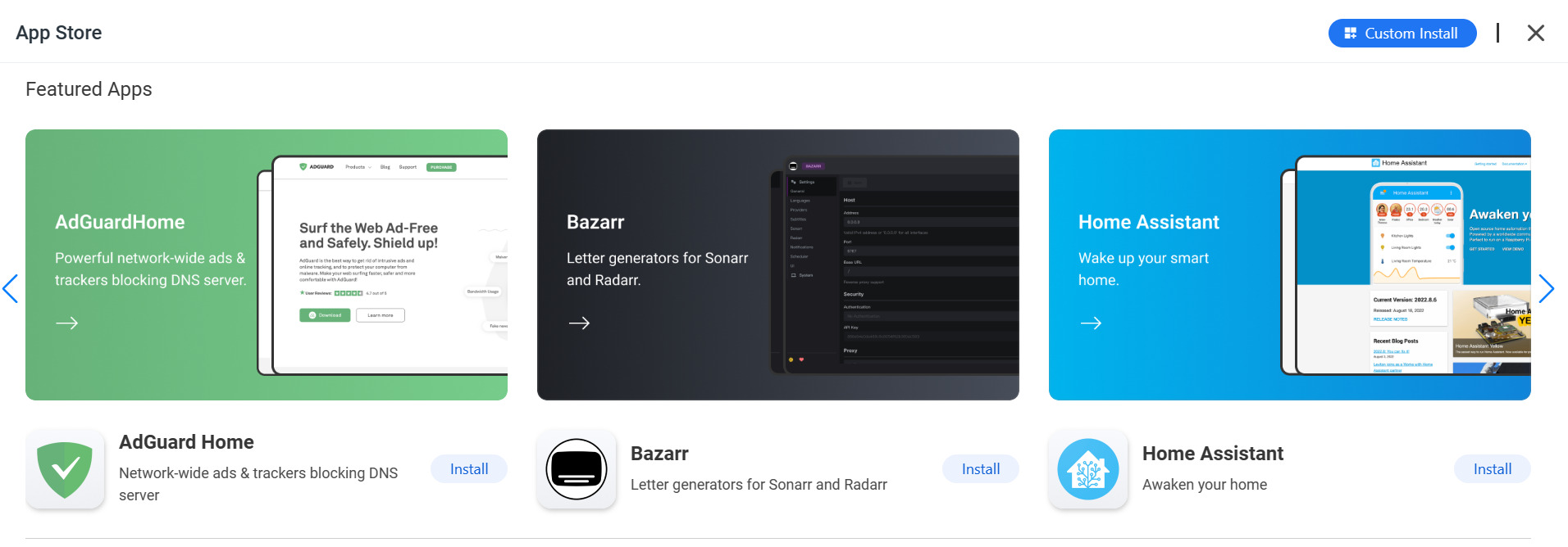 custom docker container install.