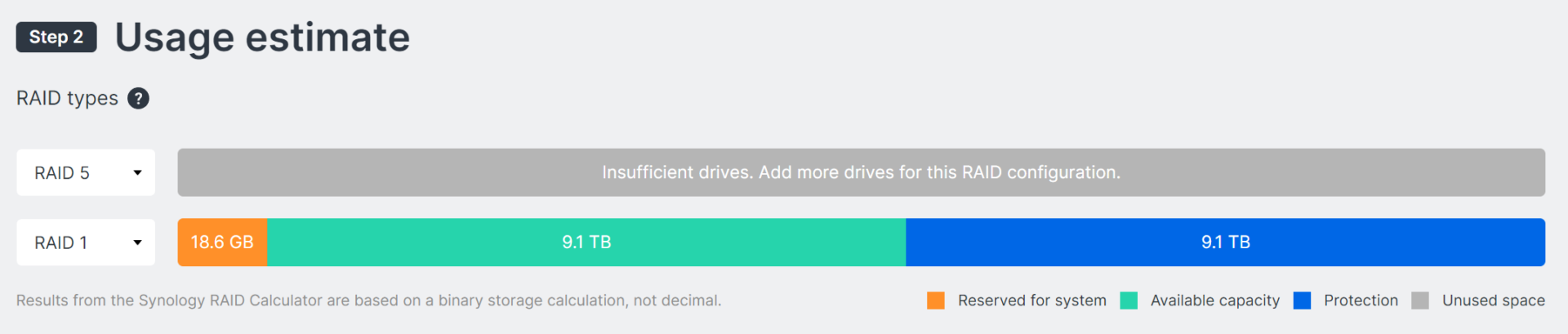 synology raid calculator - raid 1 vs raid 5