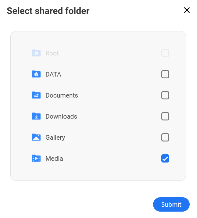 selecting the shared folder.