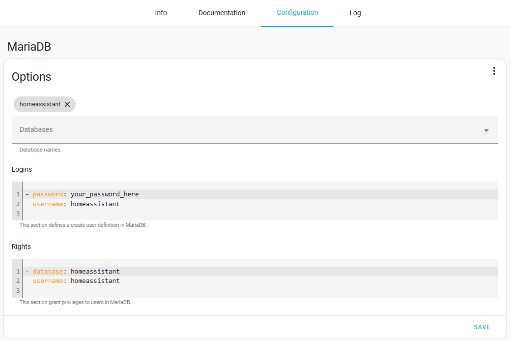 configuring mariadb.