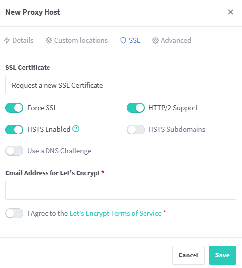 requesting an SSL certificate in NPM.