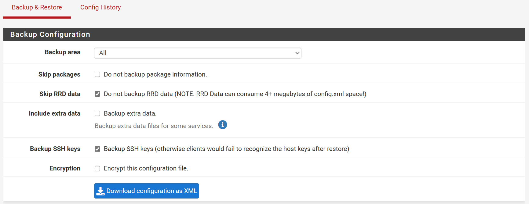 taking a backup of pfsense.