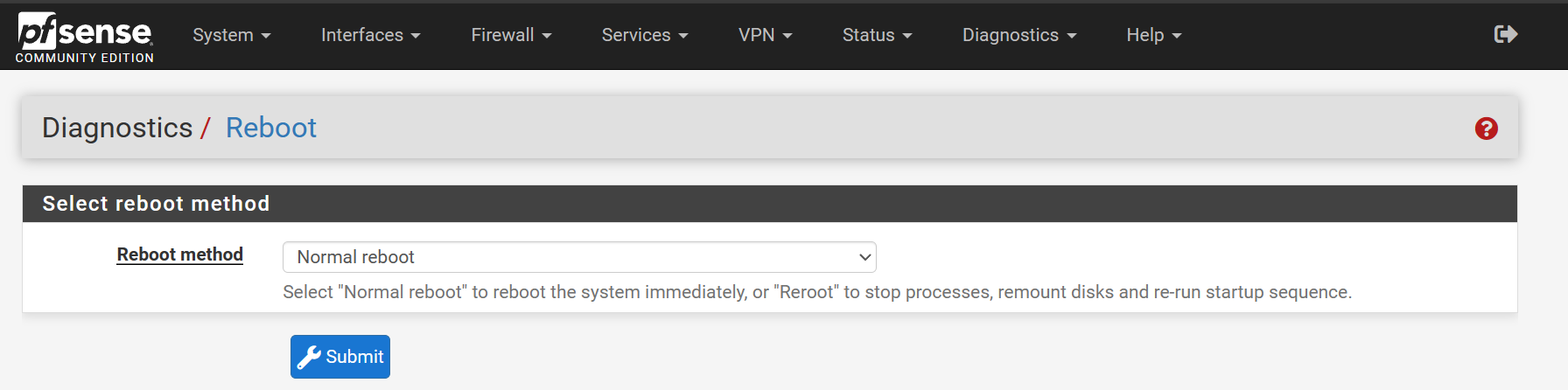 rebooting pfsense.