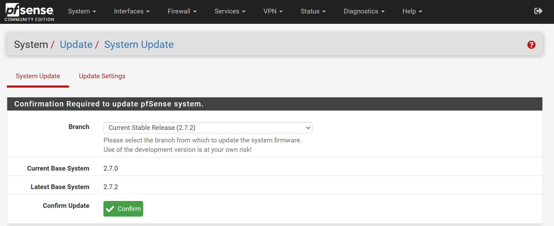 how to update pfsense.