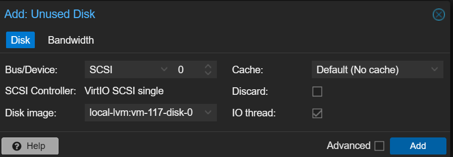 adding the disk.