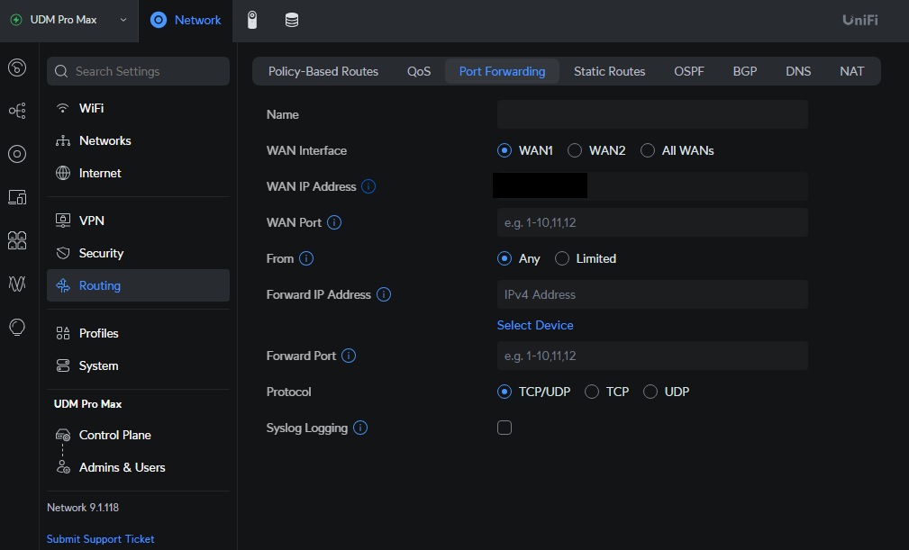 how to port forward on unifi devices.