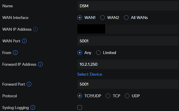 port forwarding rule example