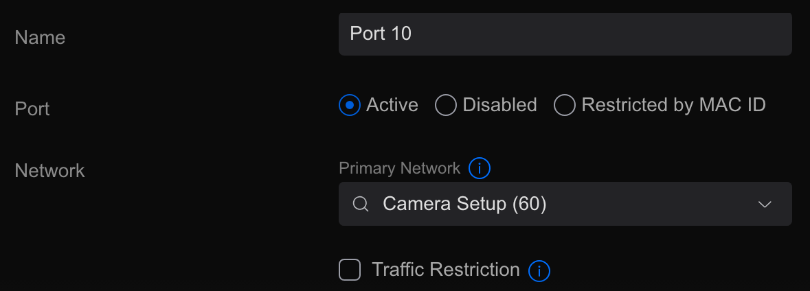 selecting a network for a port.