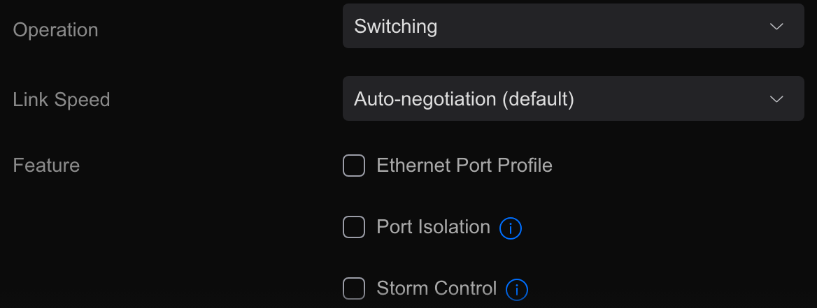 individual port options.