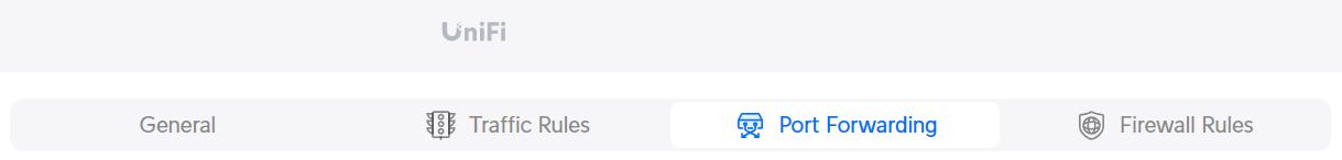 port forwarding tab in UniFi OS.