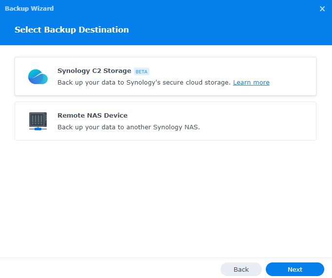 selecting synology c2.