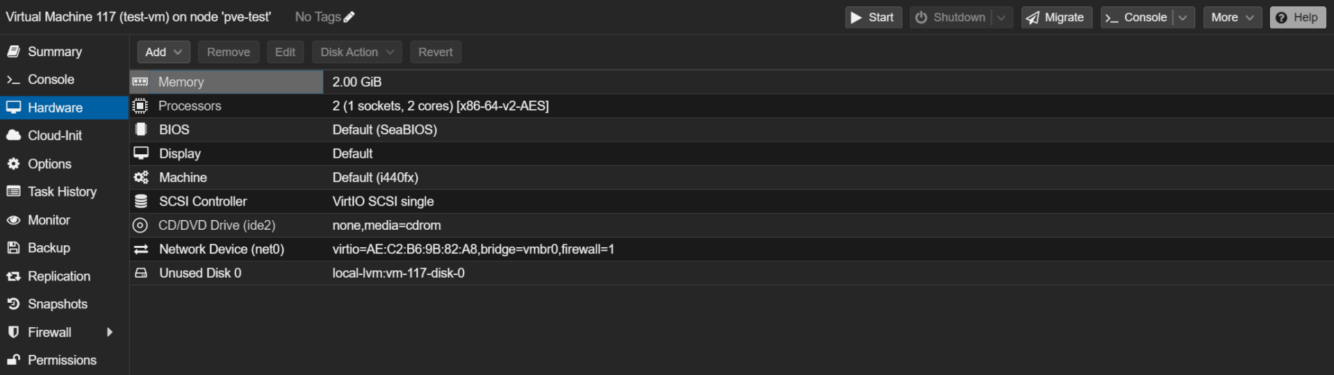 adding the unused disk.
