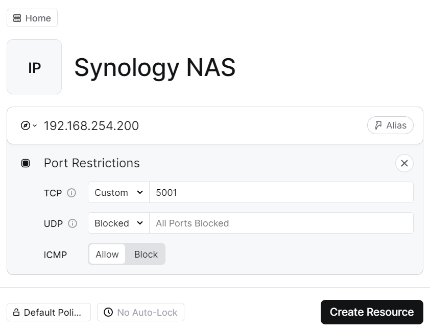 creating a resource for our synology nas.