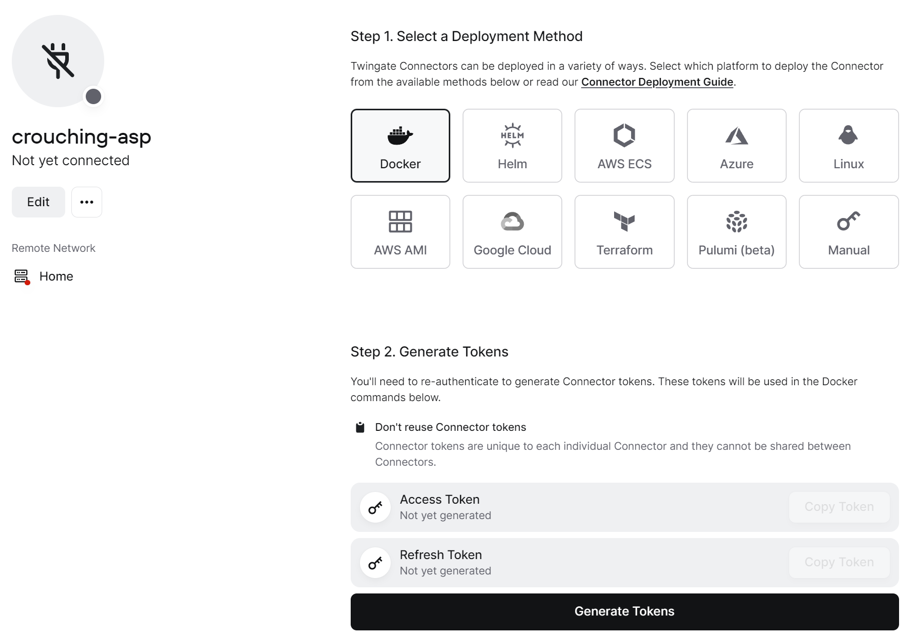 generating access and refresh tokens.