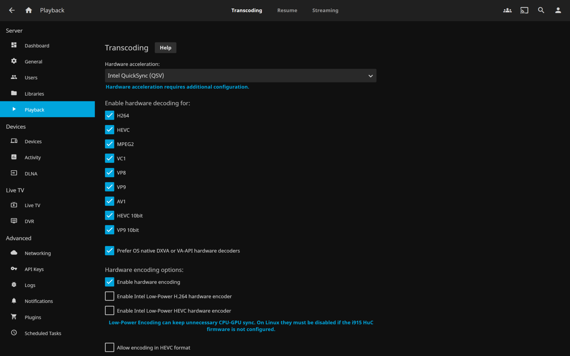 enabling jellyfin transcoding.