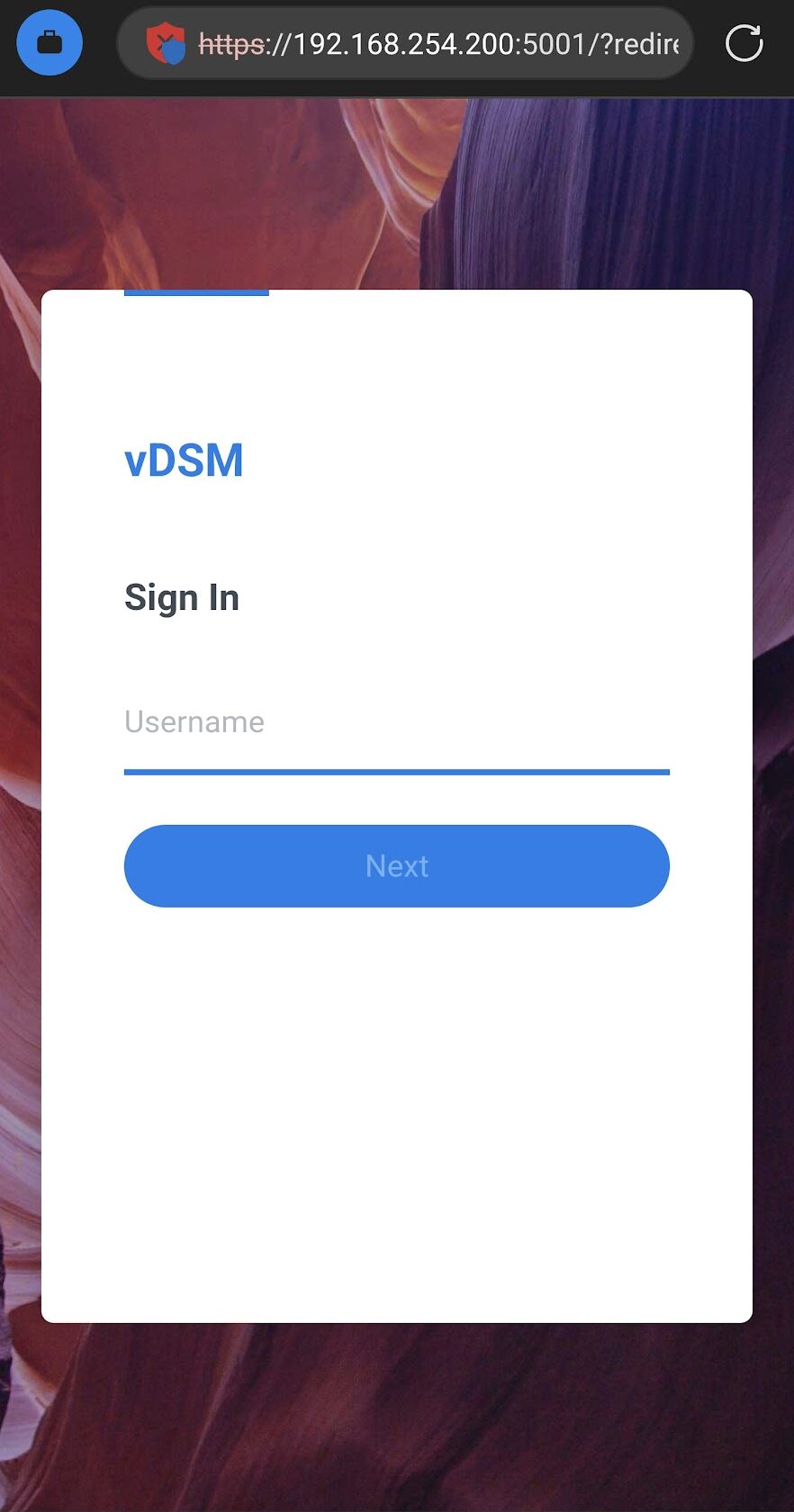 login page for DSM.