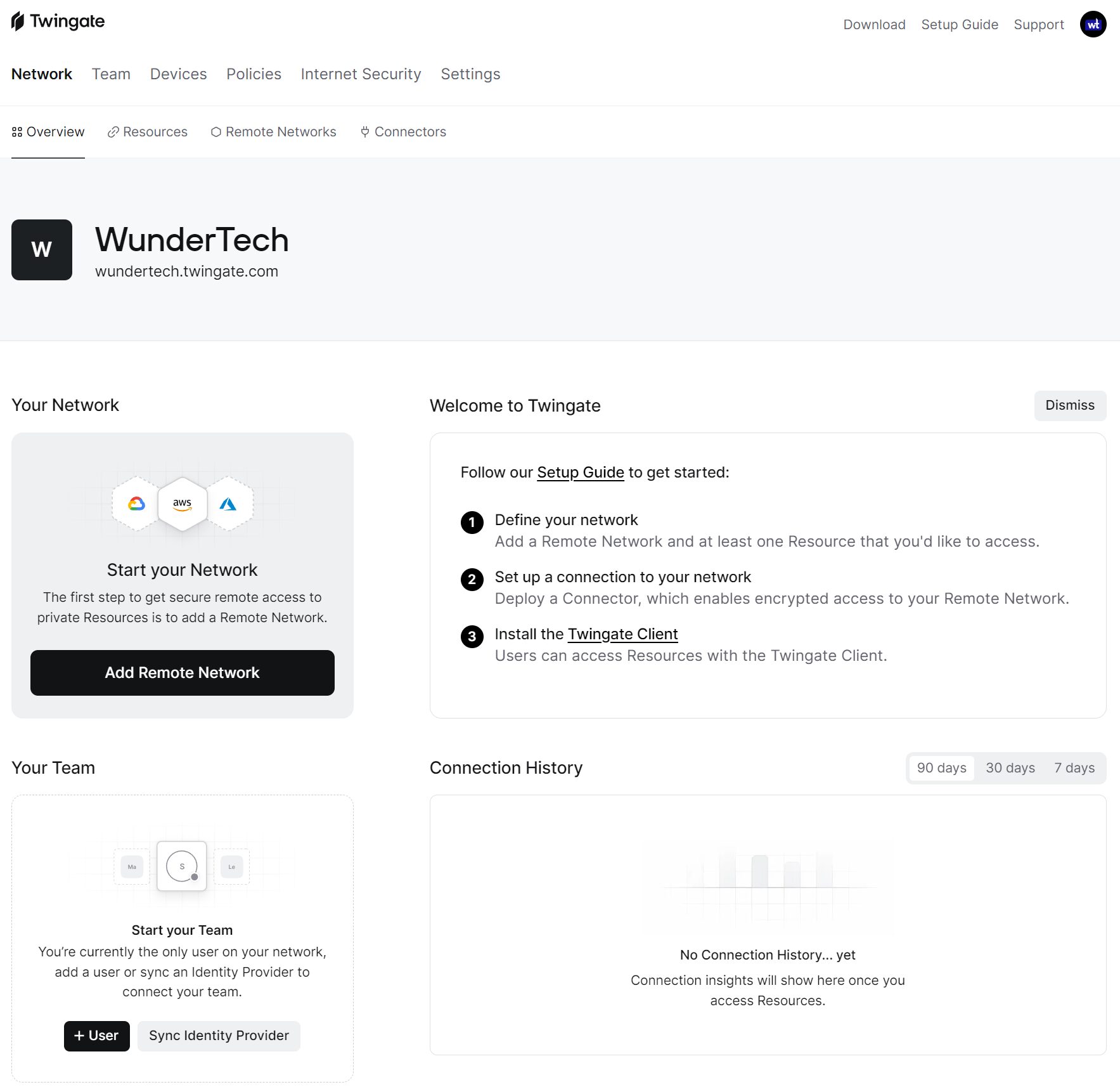 displaying the twingate dashboard.