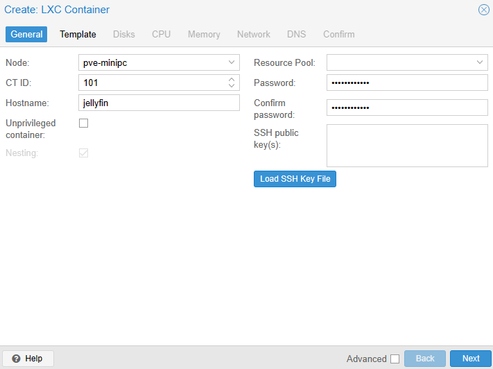 configuring the basic setup for the container.