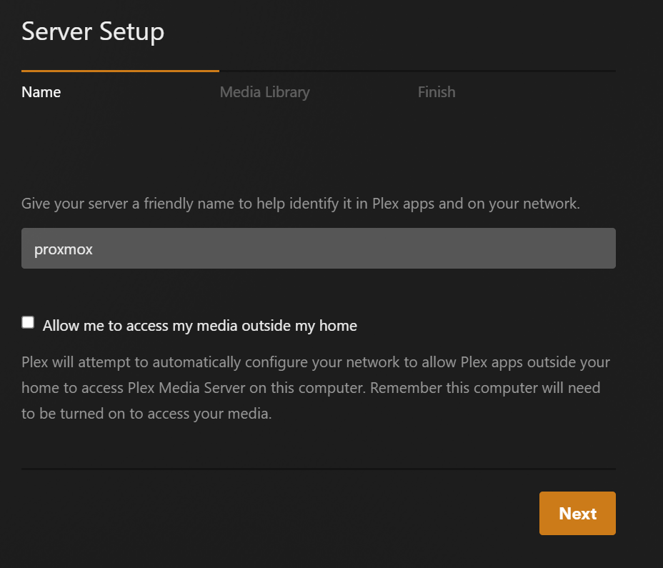 plex server setup.