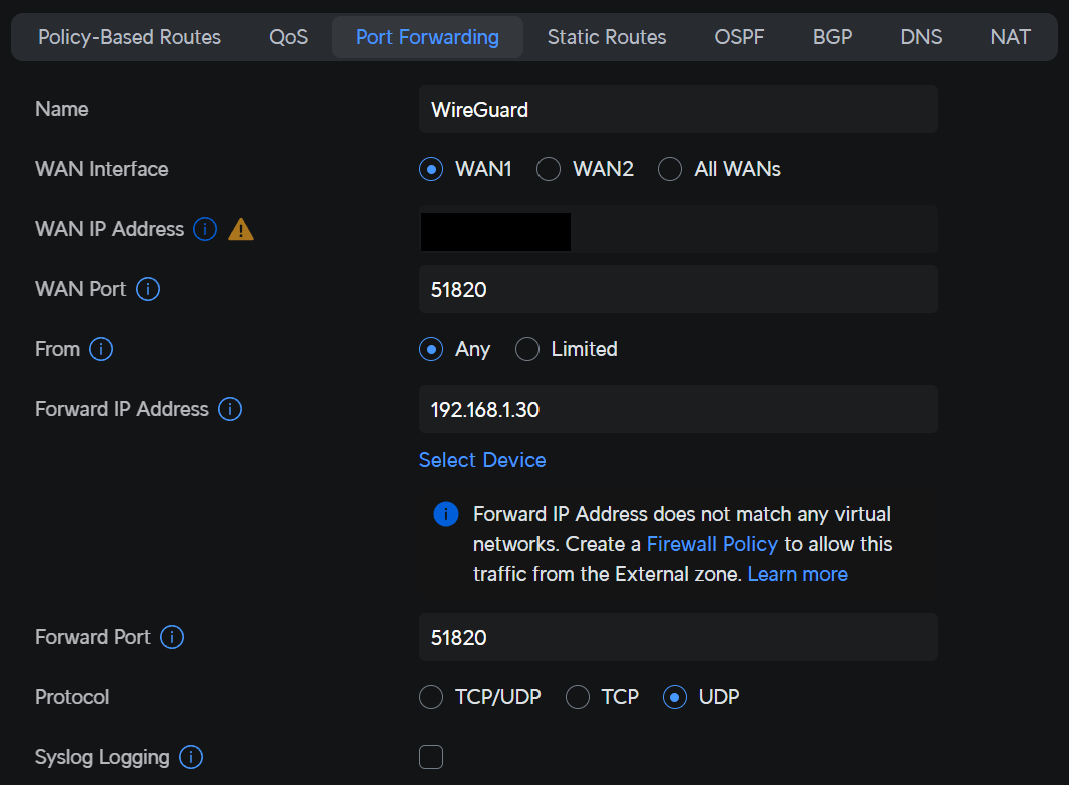 port forwarding rules on router