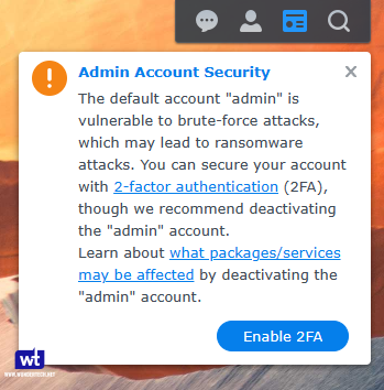 admin account warning