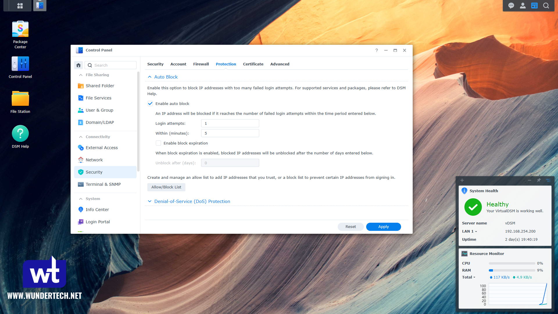 updating auto block settings for 1 attempt