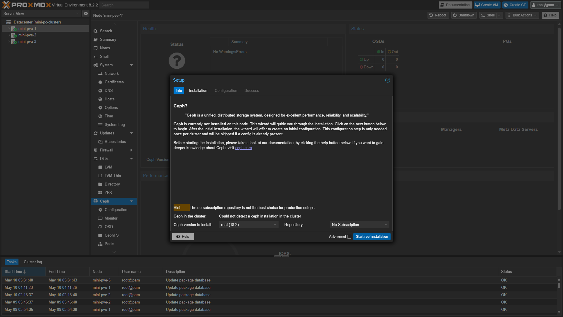 selecting the no subscription repository