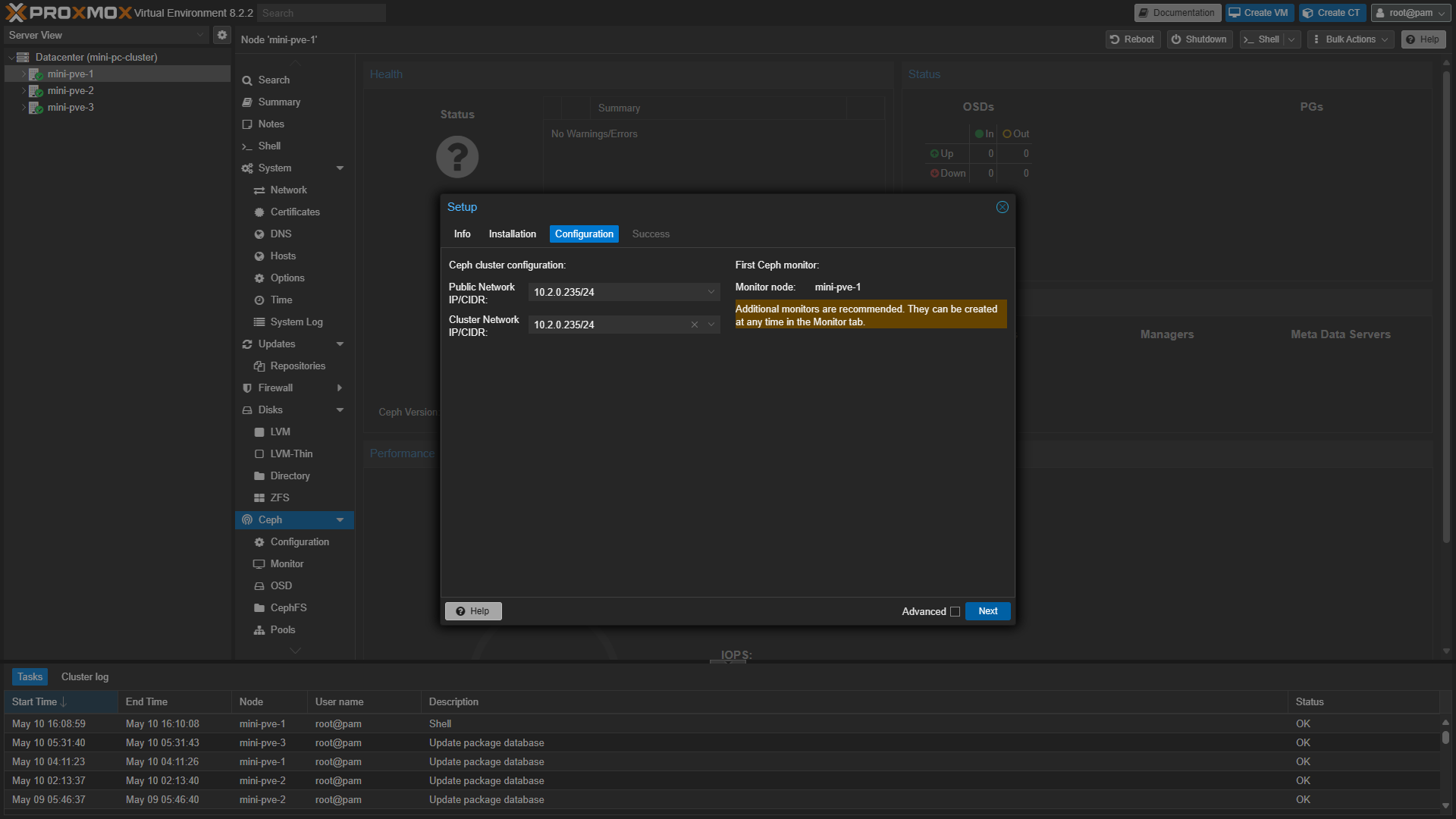 adding the public and cluster IP