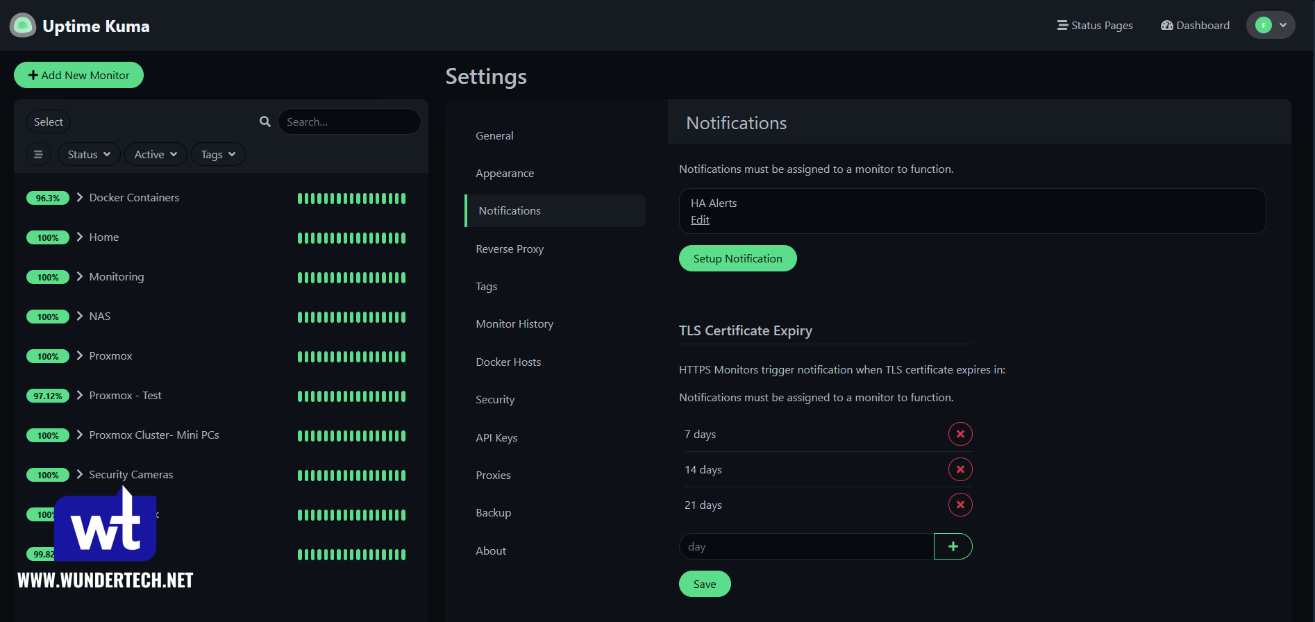 setting up notifications.