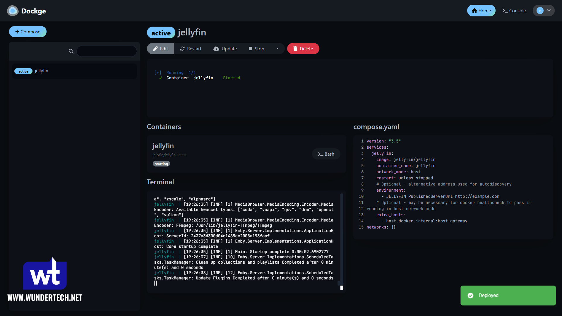 terminal for docker container.