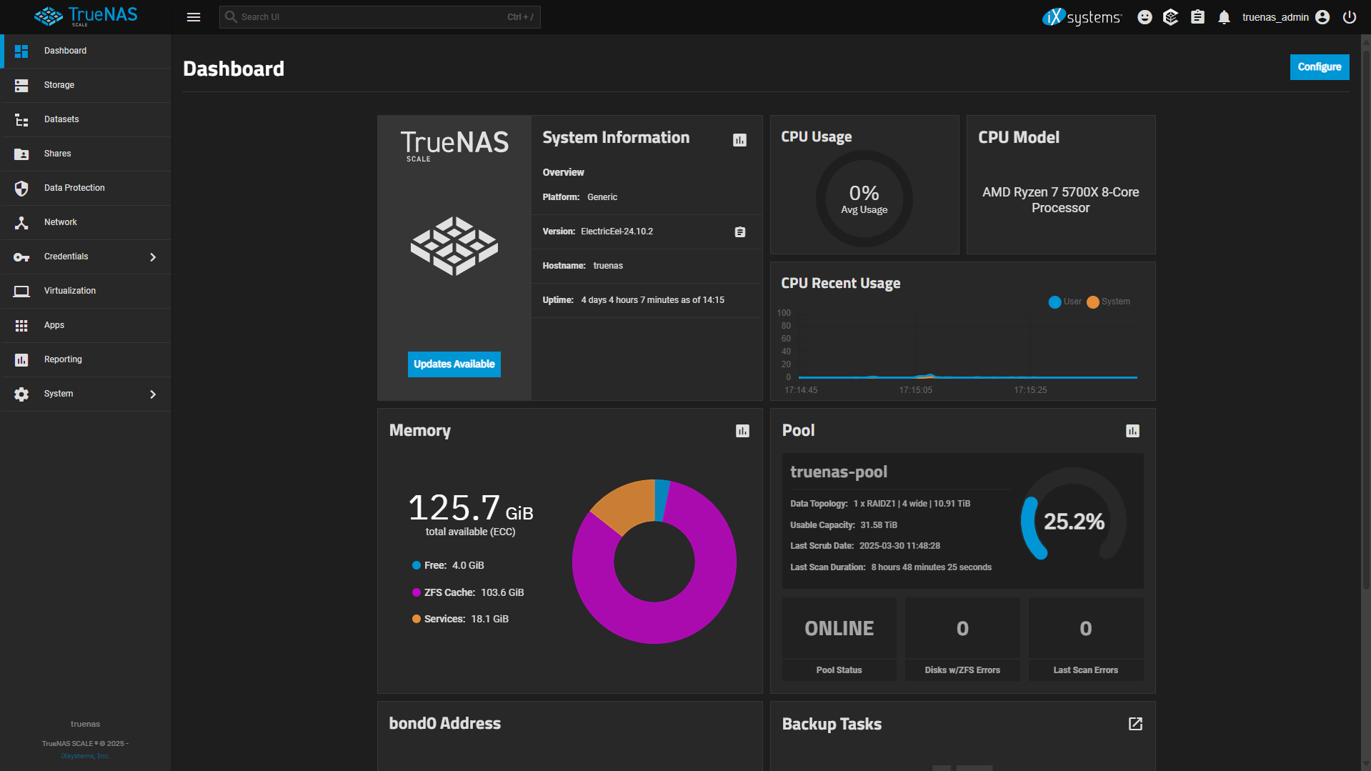 TrueNAS Scale (Community Edition) Dashboard: TrueNAS Core vs TrueNAS Scale