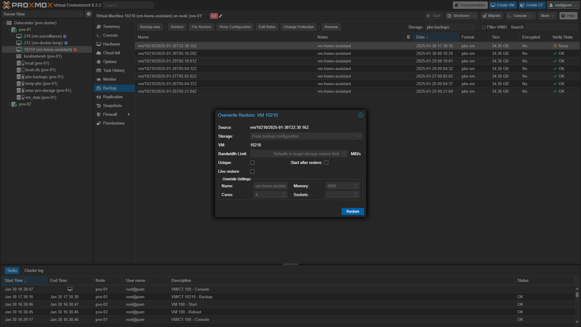 restoring an individual VM