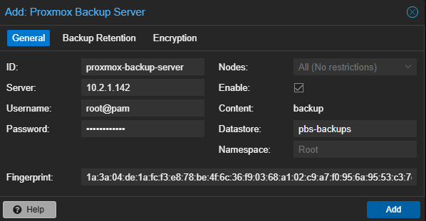 adding proxmox backup server storage to proxmox ve.