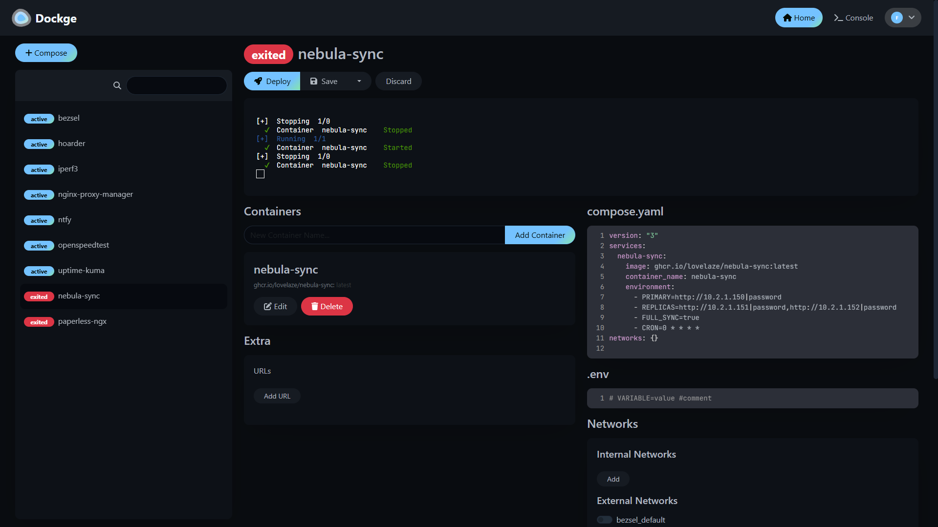 docker compose for nebula sync in pihole - ultimate pi-hole setup