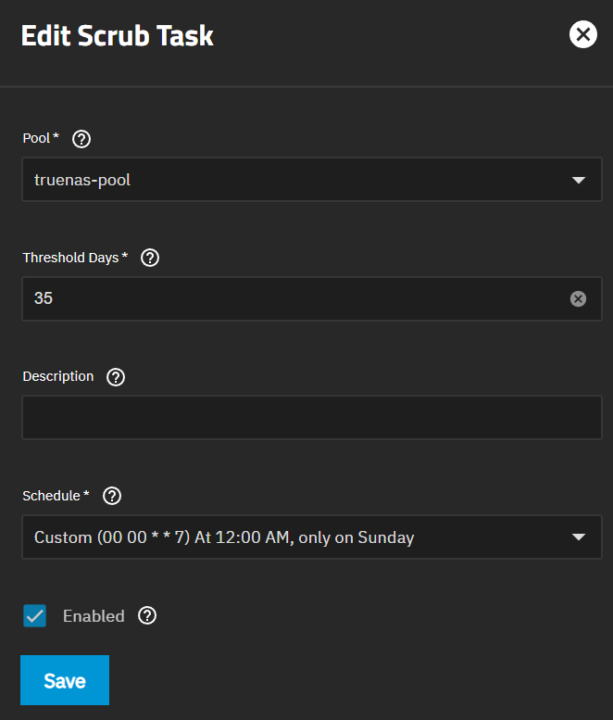 scrub tasks in truenas