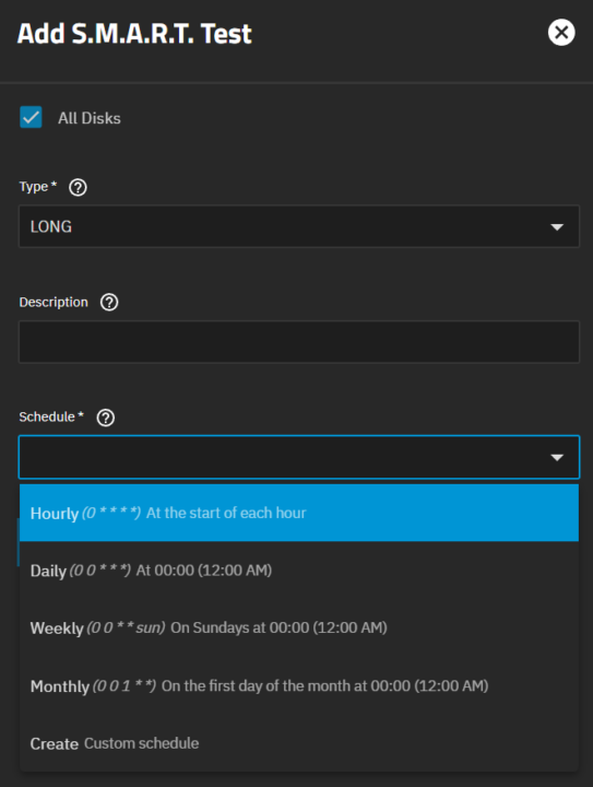 smart tests in truenas