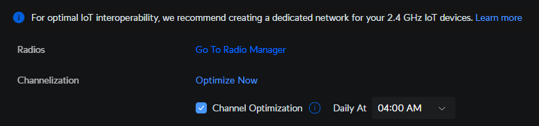 channelization wi-fi settings