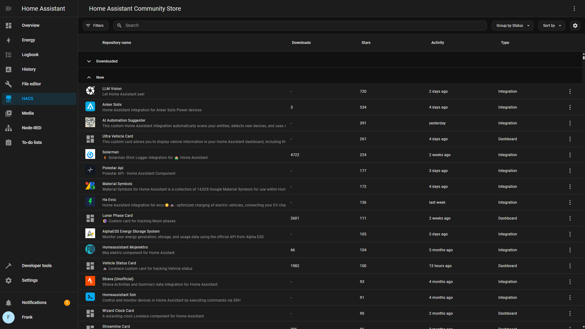 HACS Home Assistant Community Store interface displayed during the installation steps