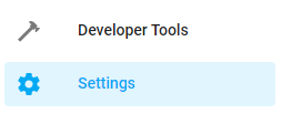 Selecting the Settings option in the Home Assistant user interface
