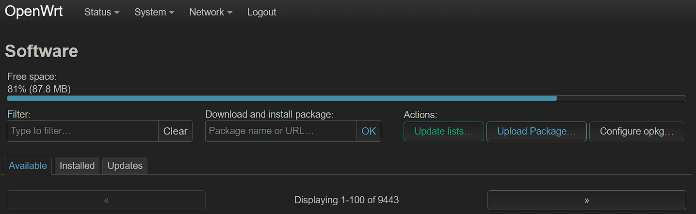 OpenWrt web interface showing firewall rules and VLAN configuration